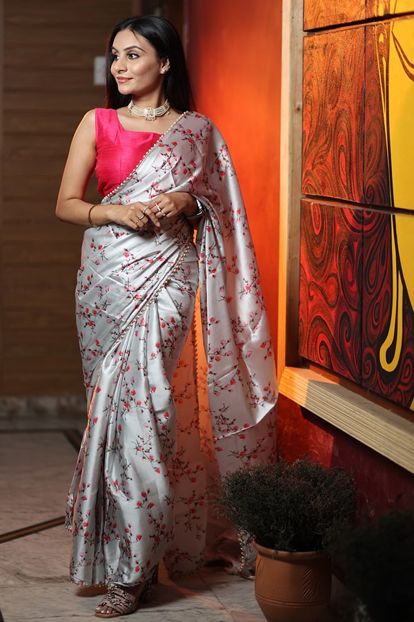 Glowing Pista Soft Silk Saree With Girlish Blouse Piece – DHYANI CREATION