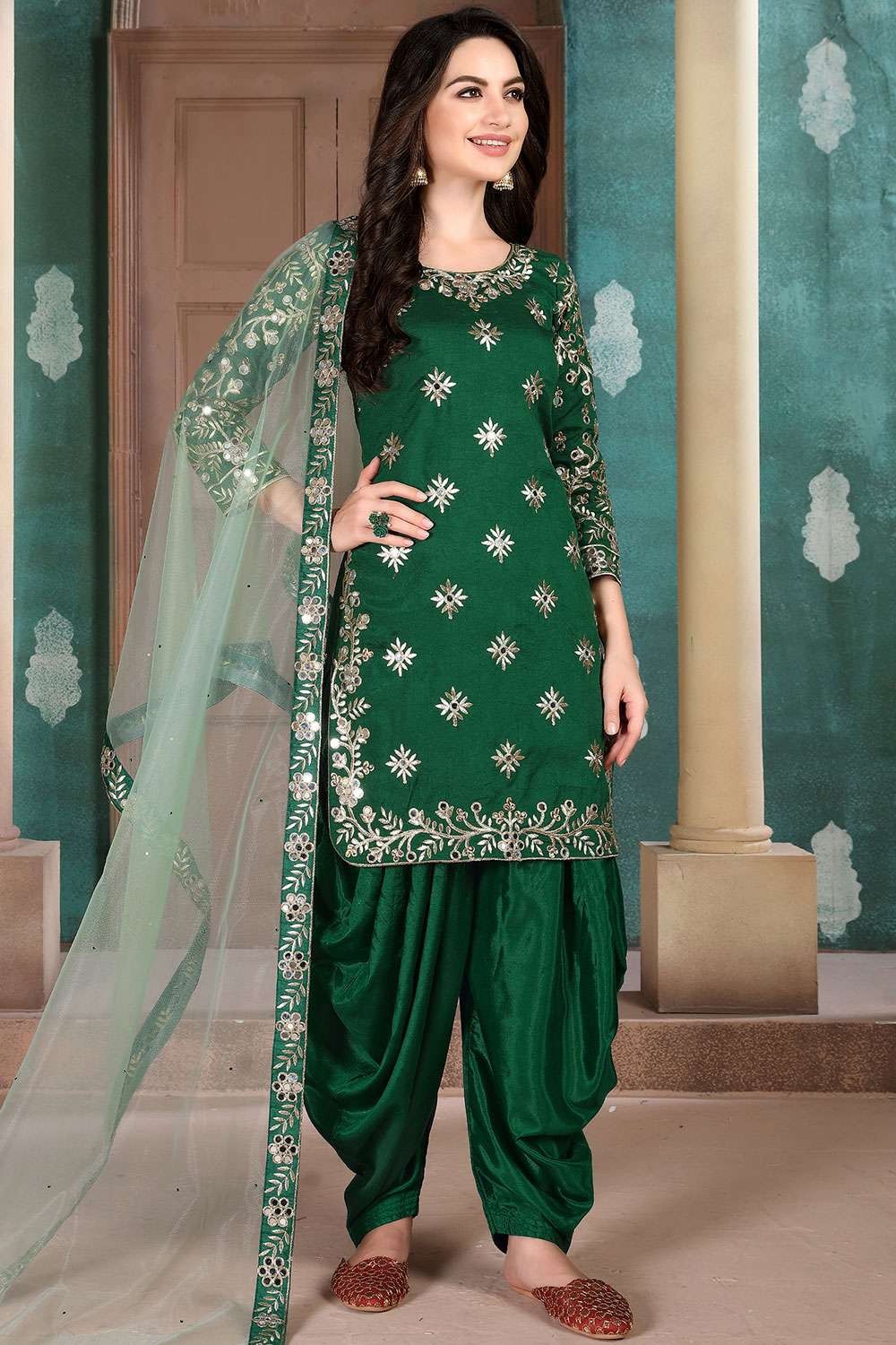 Green Pakistani Patiala Salwar Kameez