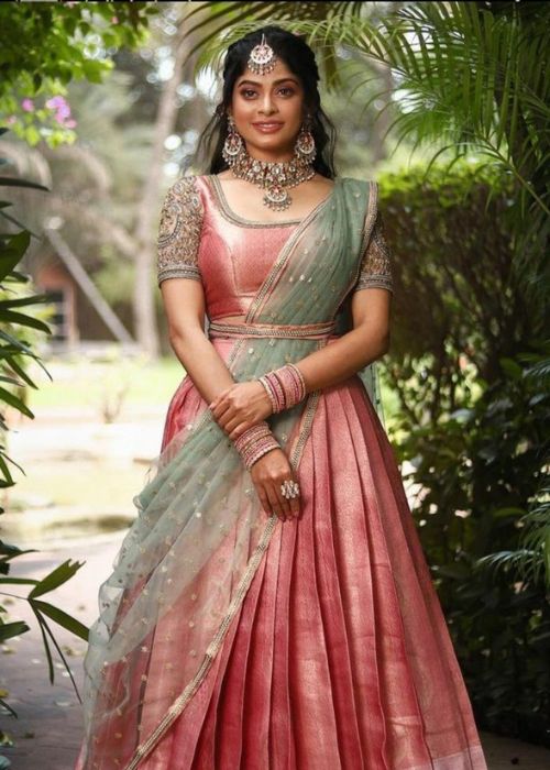 Pattu Lehenga Blouse Designs