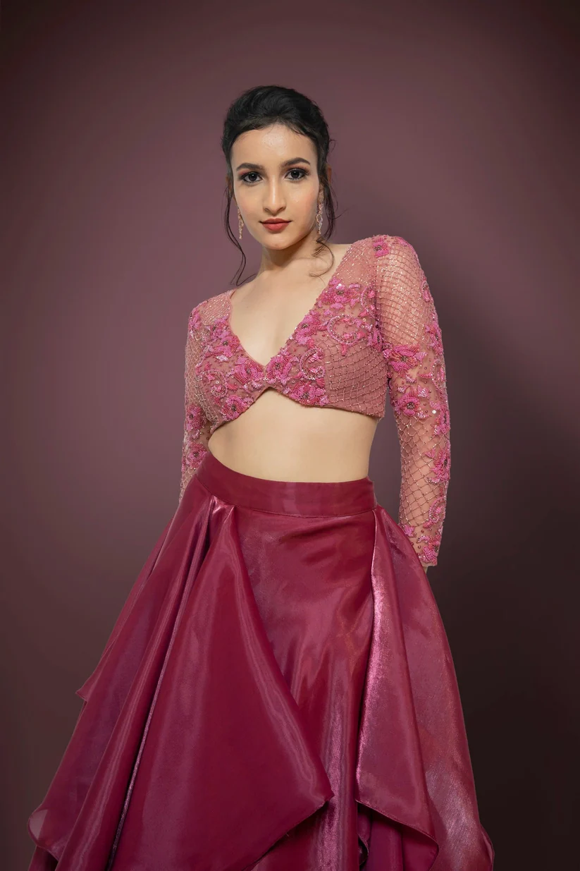 Pink Lehenga Blouse Designs