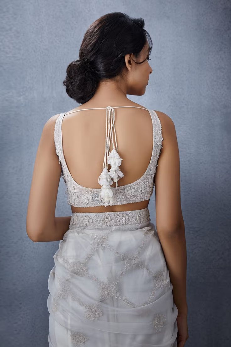 White Backless Blouse Design